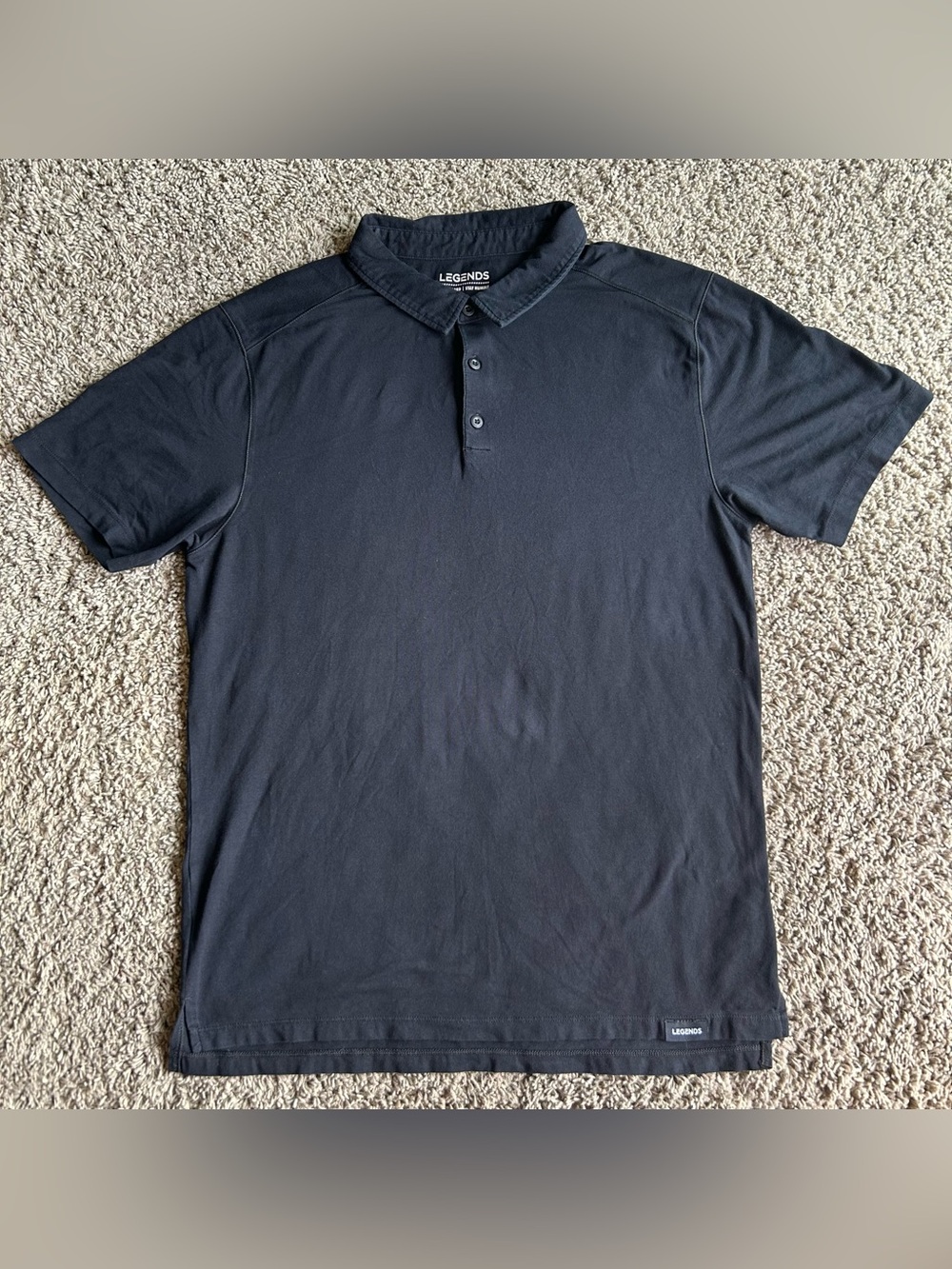 LEGENDS Aviation Polo Mens Large Black Short Sleeve Cotton Lyocell Active Shirt